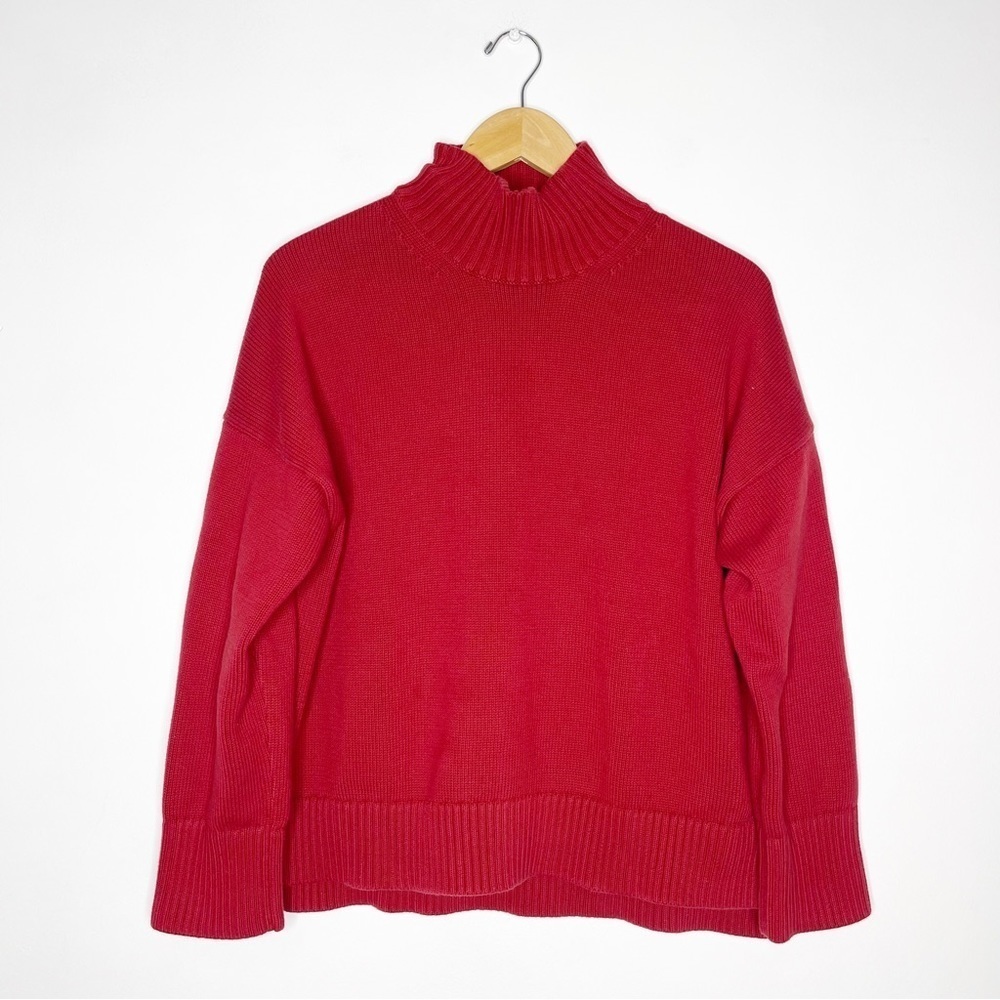 Everlane Red High Neck Pullover Sweater Cotton Size Medium Turtleneck